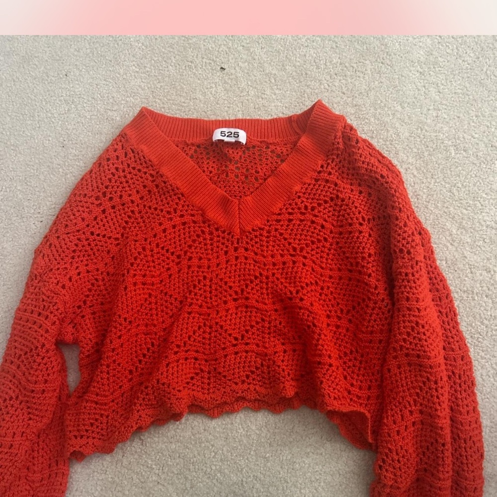 525 Red Crochet Sweater